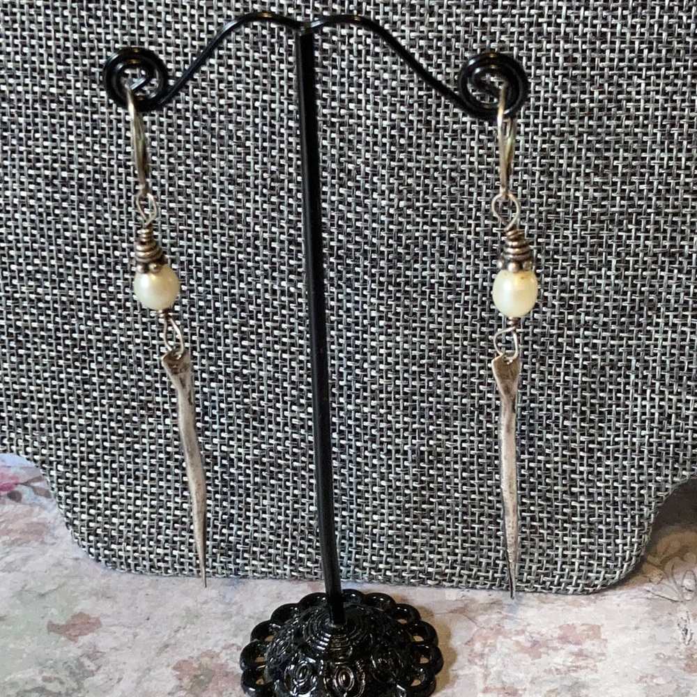 .925 Genuine Pearl Artisan Earrings